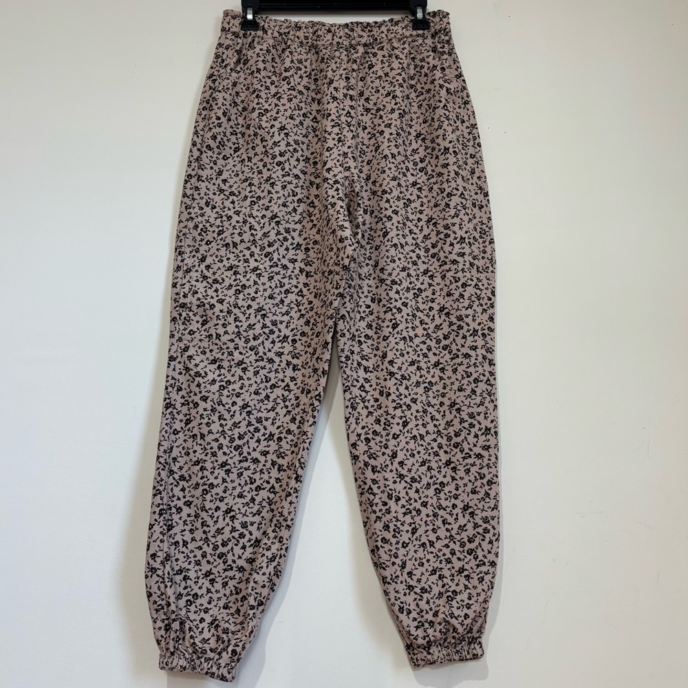 Daytrip Boho high rise linen rayon floral pull on slouchy preppy Jogger pants M